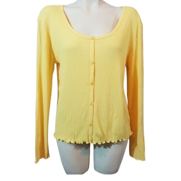 Abound Yellow Button Down Long Sleeve Tee Size XL - Picture 1 of 5